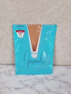 Gaymode Vintage Seamless Thigh High Pantyhose Nylon Double Loop Knit Suntan